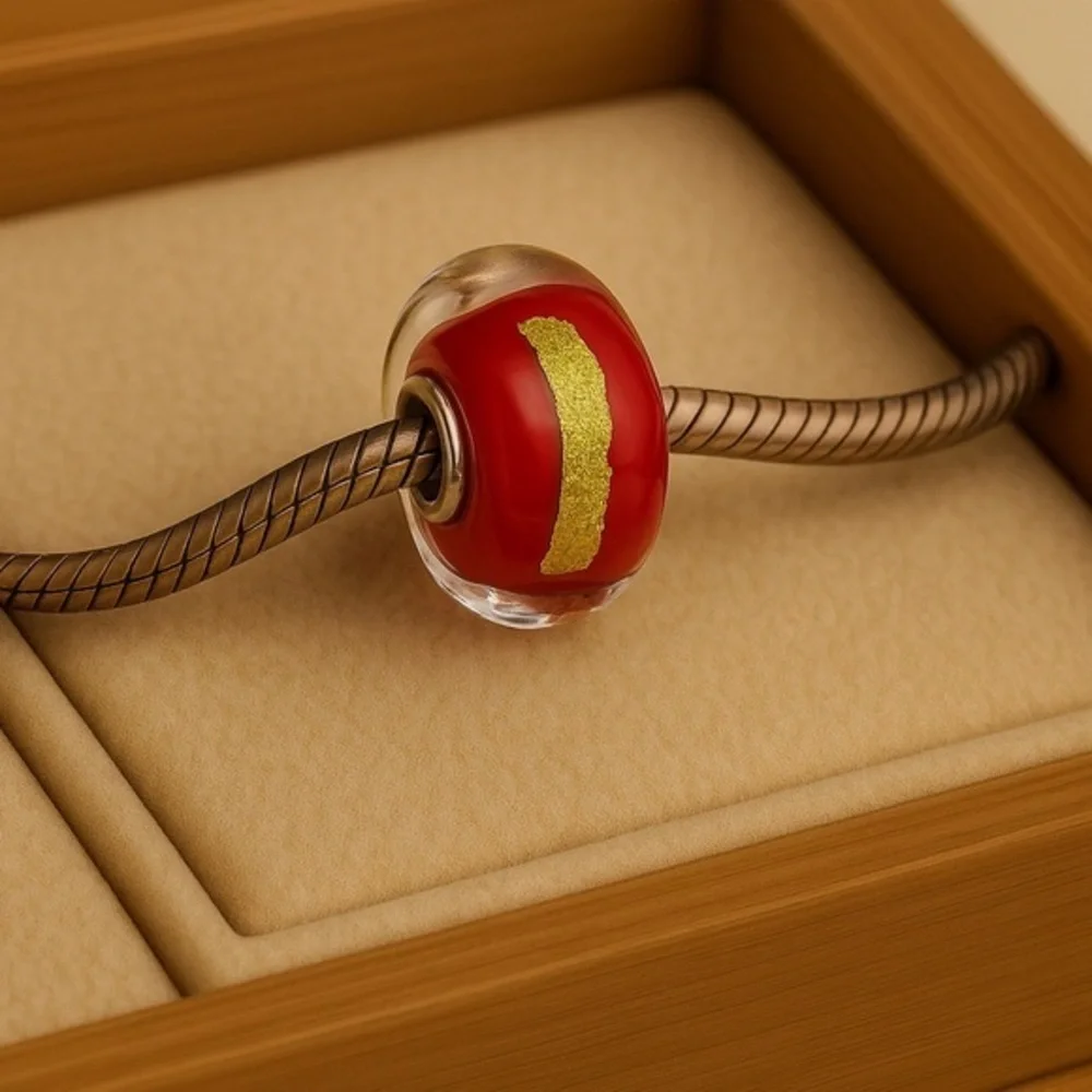 Red Gold Chakra Bead Charm See Notes #243